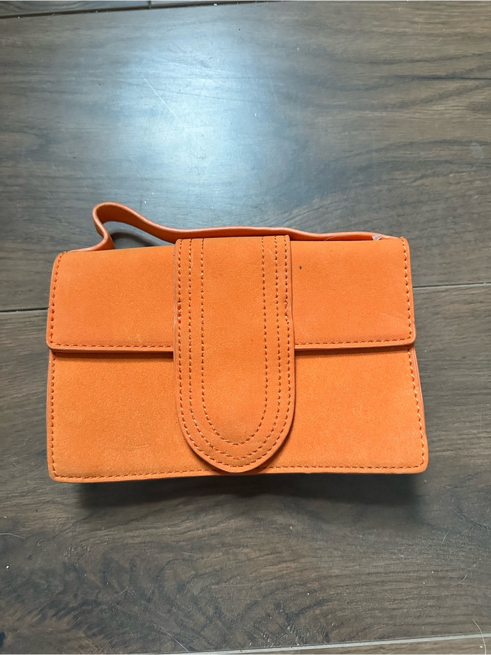 Francesca's Collections Orange Suede Wristlet Clutch